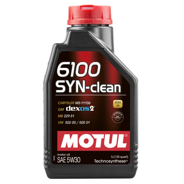 Масло моторное Motul 6100 SYN-Clean 5w-30, синтетическое, 1 л масло моторное motul 8100 x clean 5w 30 синтетическое 5 л