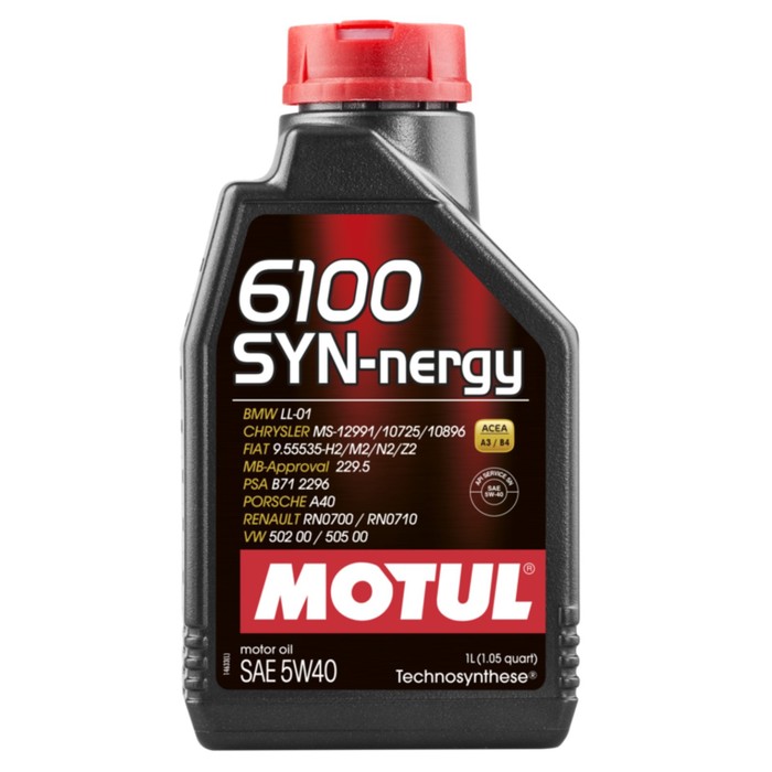Масло моторное Motul 6100 SYN-Nergy 5w-40, синтетическое, 1 л motul моторное масло motul 6100 syn clean 5w 40 1 л