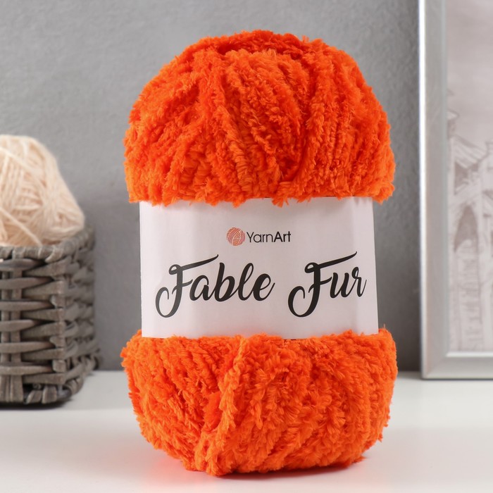 

Пряжа "Fable Fur" 100% микрополиэстер 100м/100гр (980 оранж.)