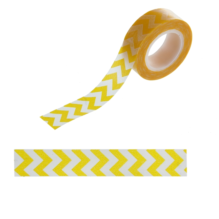 Клейкая лента декоративная бумажная "Зигзаг жёлтый"