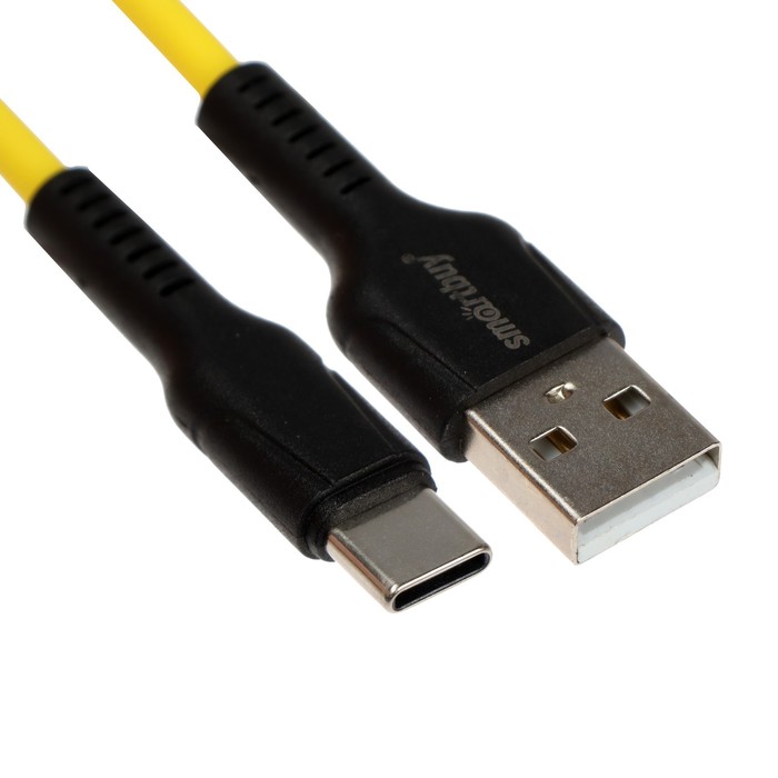 

Кабель Smartbuy S21, Type-C - USB, 3 А, 1 м, зарядка + передача данных, желтый