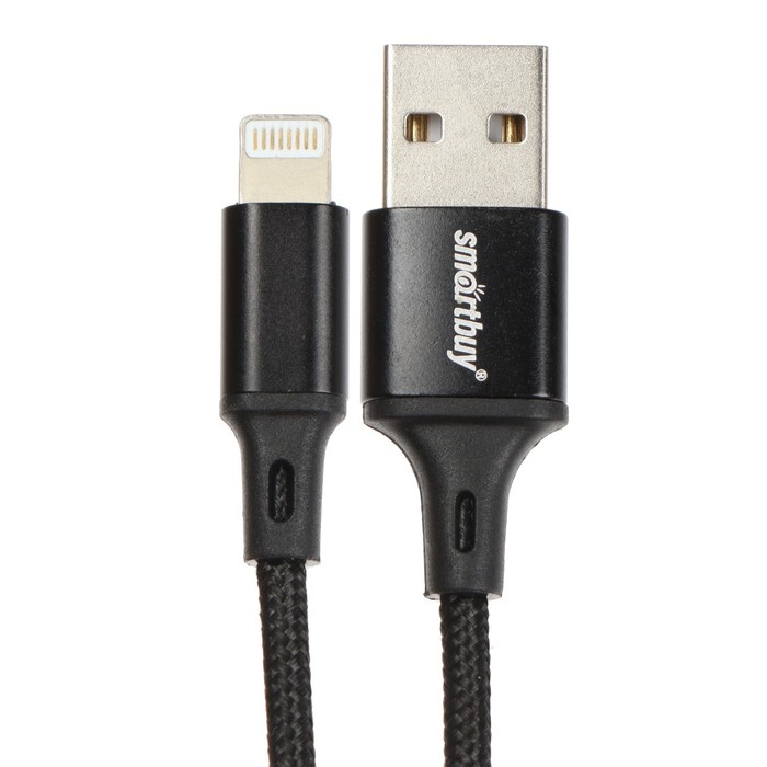 

Кабель Smartbuy S14, Lightning - USB, 3 А, 1 м, быстрая зарядка+передача данных, черный