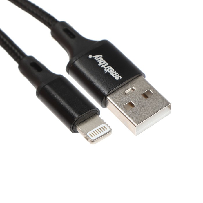 

Кабель Smartbuy S14, Lightning - USB, 3 А, 2 м, быстрая зарядка+передача данных, черный