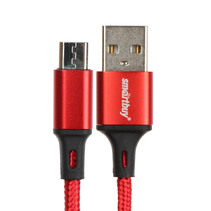 

Кабель Smartbuy S14, microUSB - USB, 3 А, 1 м, быстрая зарядка+передача данных, красный