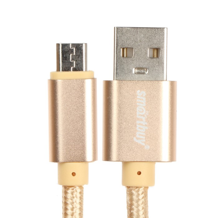 

Кабель Smartbuy S02, microUSB - USB, 3 А, 1 м, быстрая зарядка+передача данных, золотистый