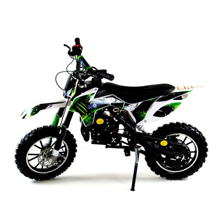 квадроцикл бензиновый motax mikro 110 new бело зеленый Мини кросс бензиновый MOTAX MINICROSS 50 ES, бело-зеленый
