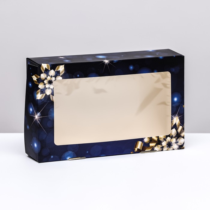 Коробка складная с окном Бант золотой, 20 х 12 х 4 см коробка складная с окном сирень 20 х 12 х 4 см