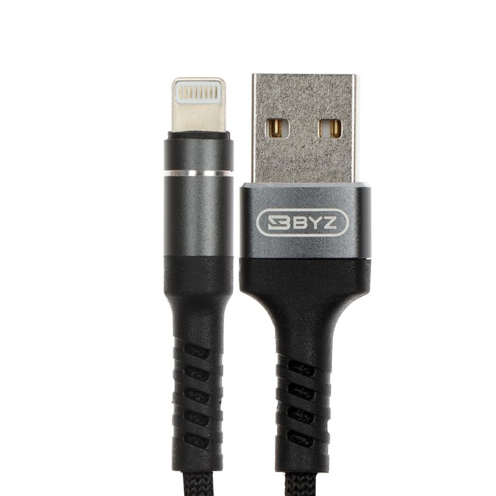 

Кабель BYZ BC-025i, Lightning - USB, 5 А, 1.2 м, нейлоновая оплетка, черный