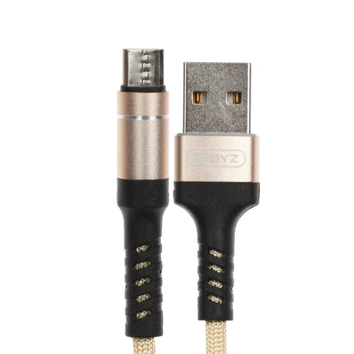 

Кабель BYZ BC-025m, microUSB - USB, 5 А, 1.2 м, нейлоновая оплетка, золотистый