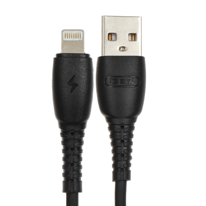 

Кабель BYZ BC-026i, Lightning - USB, 5 А, 2 м, ПВХ оплетка, черный