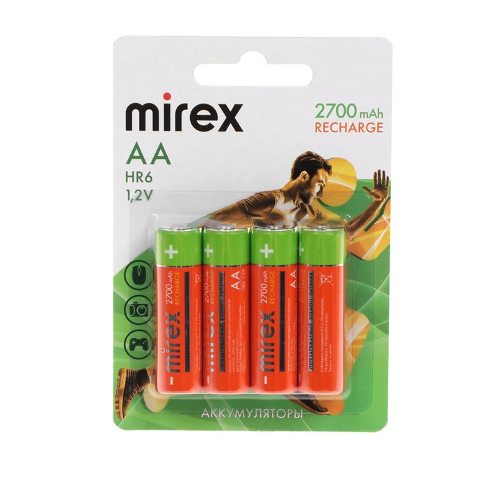 Аккумулятор Mirex, Ni-Mh, AA, HR6-4BL, 1.2В, 2700 мАч, блистер, 4 шт. цена и фото