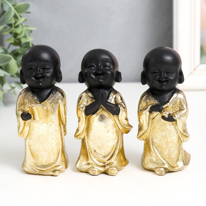 Сувенир полистоун Маленький Будда в золотом МИКС 5х4,2х10,8 см
