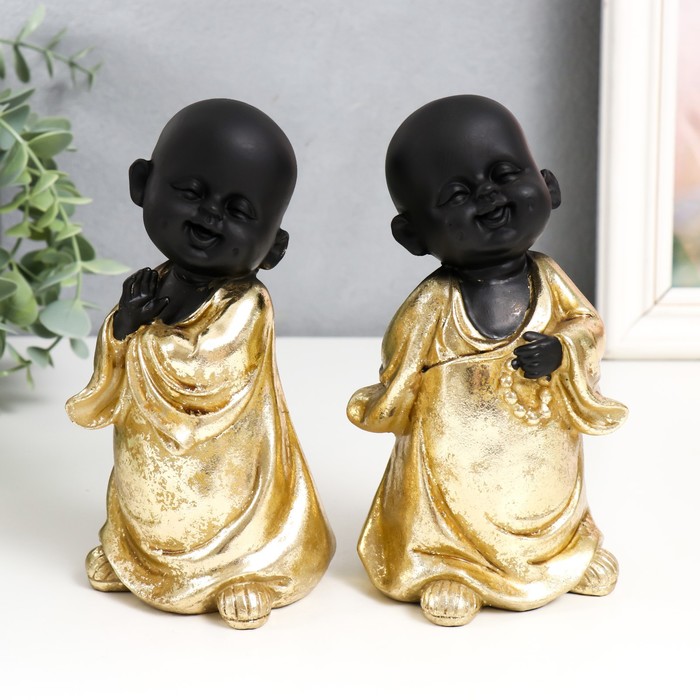 Сувенир полистоун Маленький Будда в золотом. Веселье МИКС 8х7,7х16,5 см