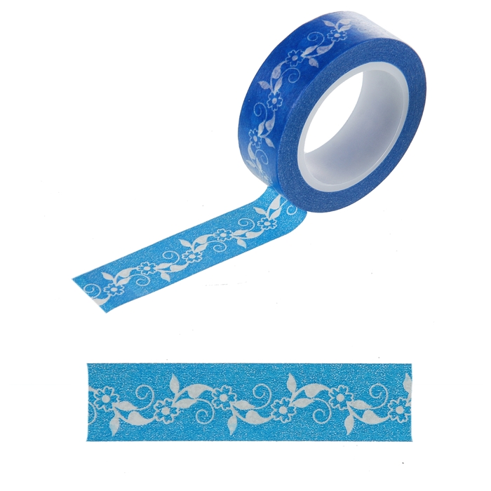 Клейкая лента декоративная бумажная "Цветочная цепь"