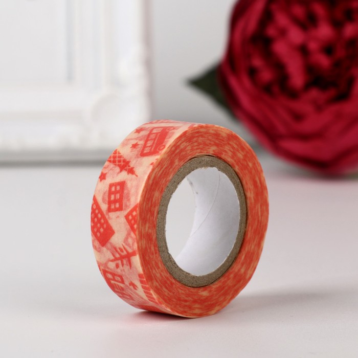 Клейкая лента декоративная бумажная "Город"