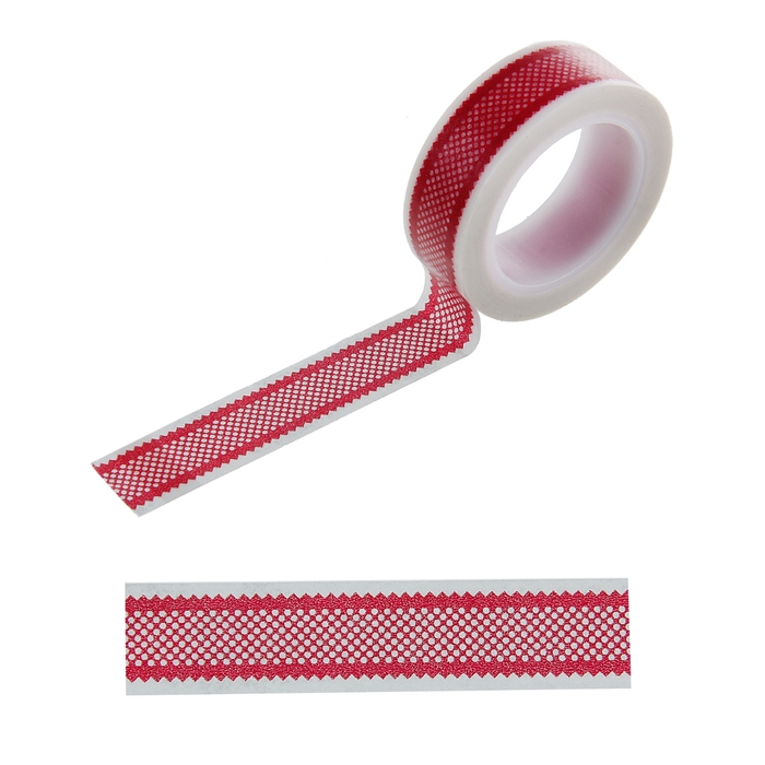 Клейкая лента декоративная бумажная "Красная тесьма"