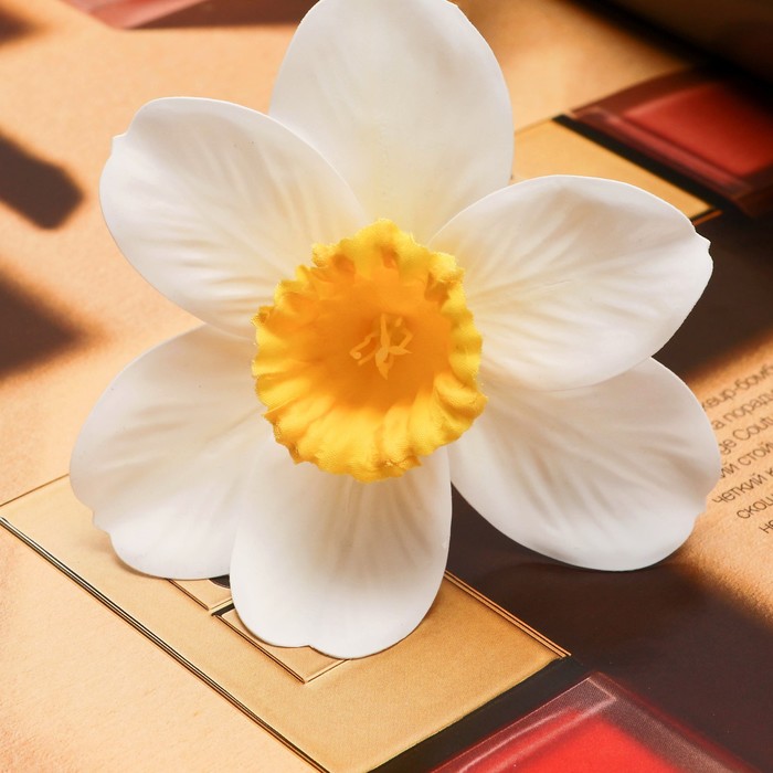 Цветы искусственные "Нарцисс" премиум, 9х35 см, беложёлтый