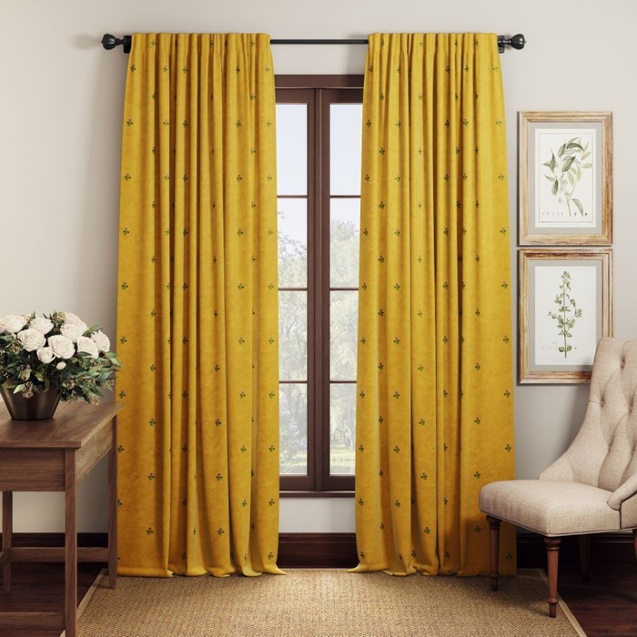 фото Комплект штор «гинко», размер 145х270 см, цвет жёлтый pasionaria