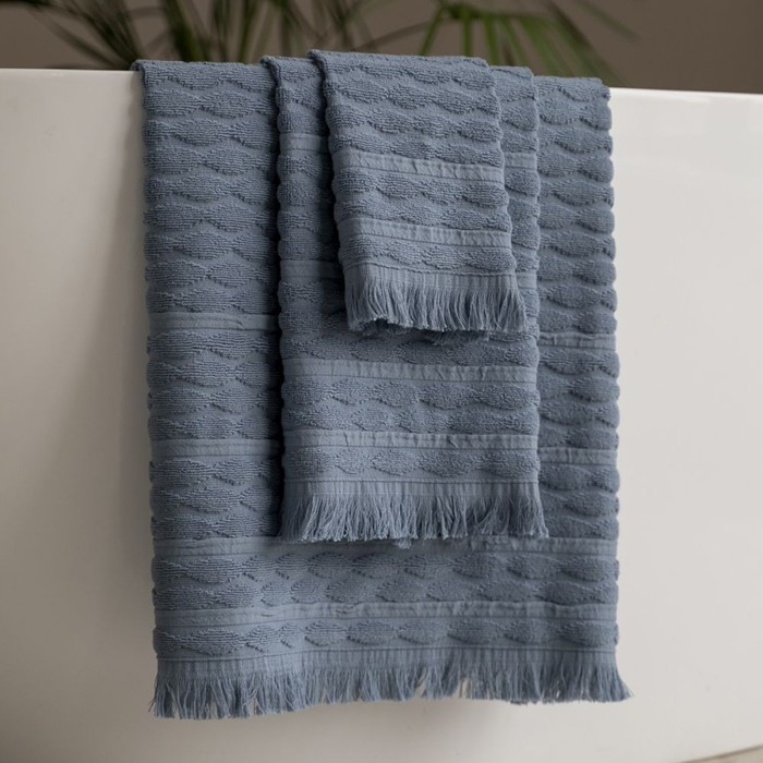 Полотенце махровое «Вэйв», размер 30х50 см, цвет серо-голубой