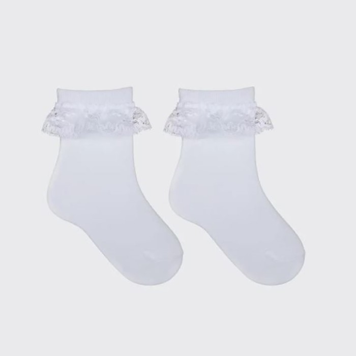 Носки детские с кружевом, цвет белый, размер 18
