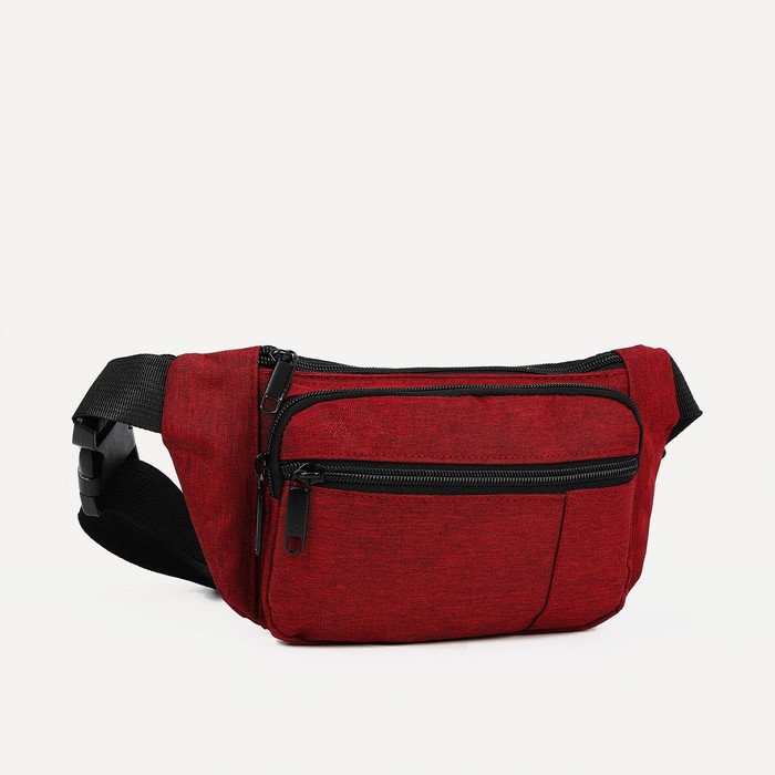 фото Поясная сумка на молнии, 2 наружных кармана, цвет красный waist bag