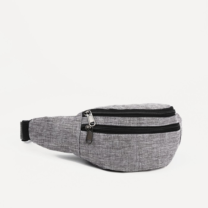 фото Поясная сумка на молнии, 2 наружных кармана, цвет серый waist bag