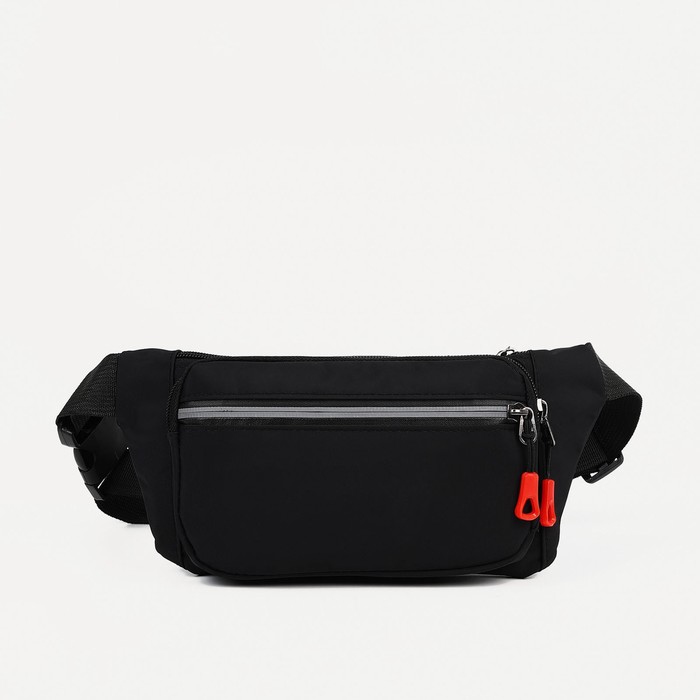фото Поясная сумка на молнии, 3 наружных кармана, цвет чёрный waist bag
