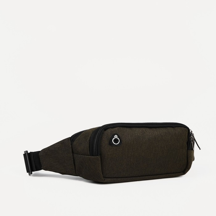 фото Поясная сумка на молнии, наружный карман, цвет хаки waist bag