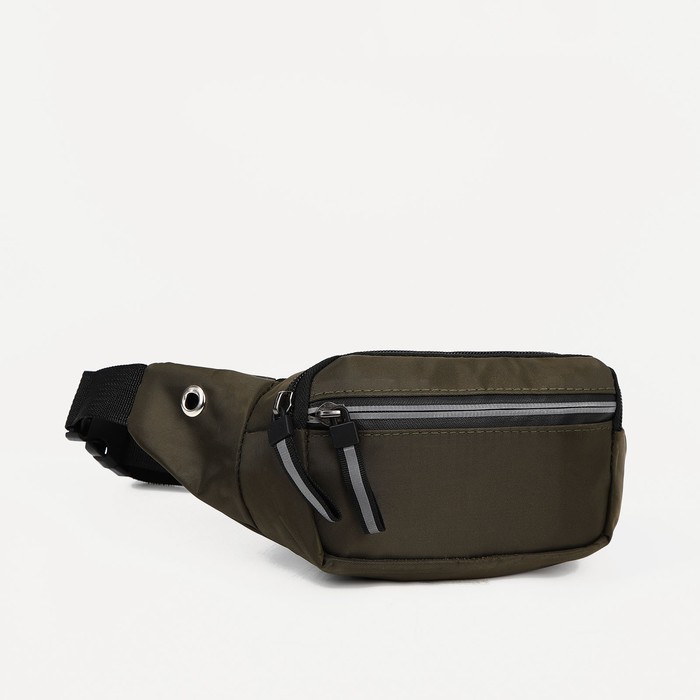 фото Поясная сумка на молнии, 2 наружных кармана, цвет хаки waist bag