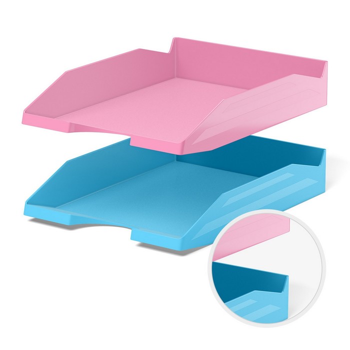 

Набор из 2 пластиковых лотков для бумаг ErichKrause® Office, Pastel, розовый и голубой