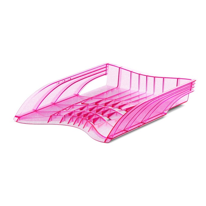 цена Лоток для бумаг пластиковый ErichKrause® S-Wing, Glitter, розовый