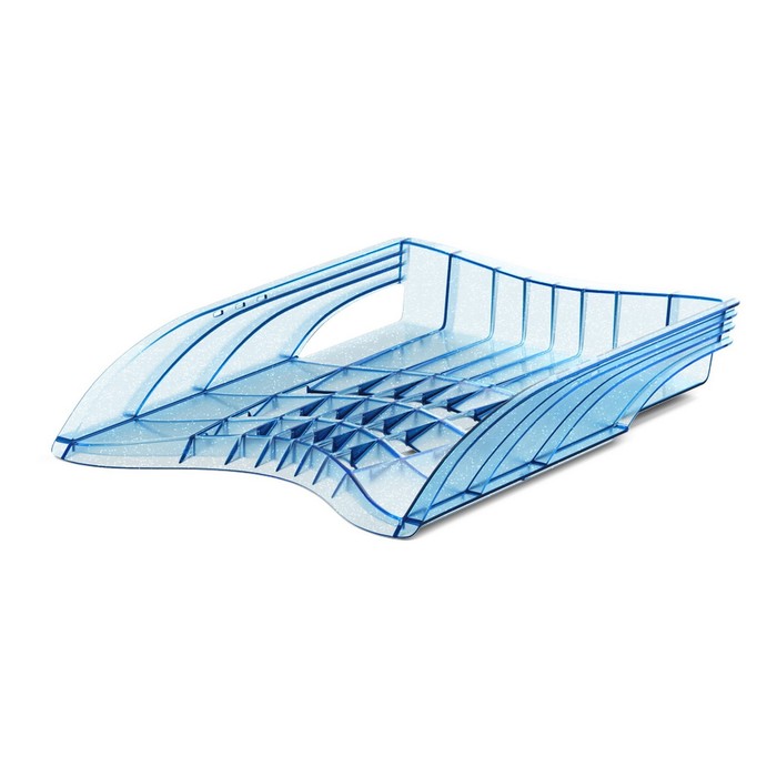 цена Лоток для бумаг пластиковый ErichKrause® S-Wing, Glitter, голубой