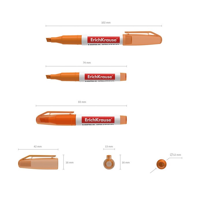 Маркер текстовыделитель ErichKrause Visioline V-11 Mini, 0,6-4,0 мм, чернила на водной основе, оранжевый неон