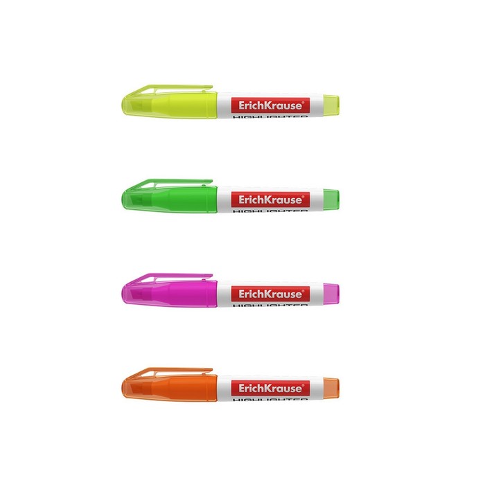 Набор маркеров текстовыделителей 4 неоновых цвета, ErichKrause Visioline V-11 Mini, 0,6-5,0 мм, чернила на водной основе