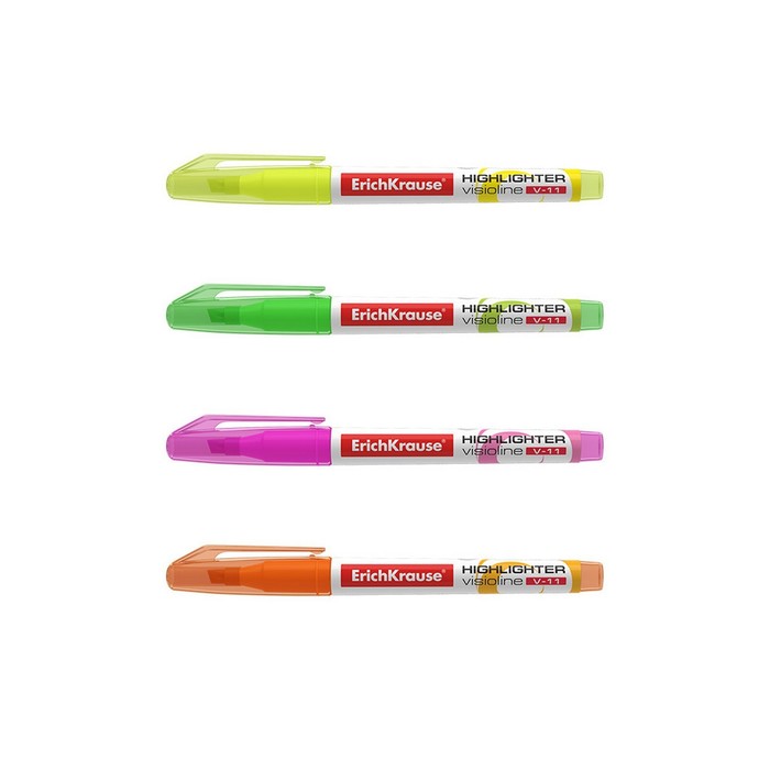 Набор маркеров текстовыделителей 4 цвета, ErichKrause Liquid Visioline V-11, 0,6-5,0 мм, чернила на водной основе