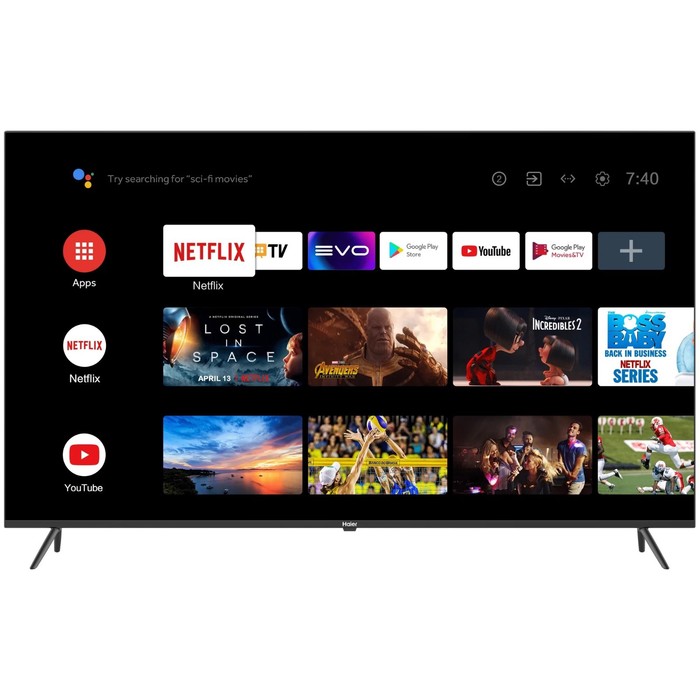 Телевизор Haier SMART TV S1, 50", 3840x2160, DVB-T/T2/C/S2, HDMI 3, USB 2, Smart TV, чёрный