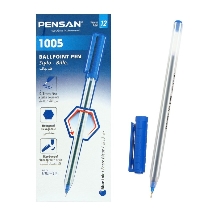 Ручка шариковая масляная Pensan Triball, чернила синие, узел 0,7 мм, линия письма 0,5 мм, шестигранная