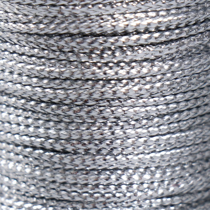 Сутажный шнур на бобине "Серебро" намотка 15 м толщина 2 мм 4,3х4,7х4,7 см