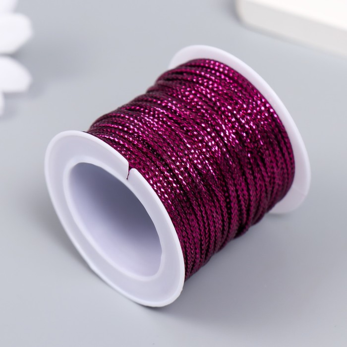 Сутажный шнур на бобине "Фиолетовый" намотка 15 м толщина 2 мм 4,3х4,7х4,7 см