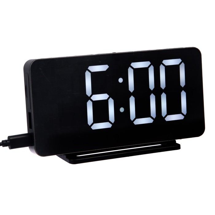 Часы-будильник Sakura SA-8519, электронные, будильник, радио, 1хCR2032, чёрные часы будильник sakura sa 8523 электронные будильник 3хааа белые