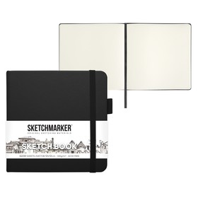 Скетчбук Sketchmarker, 120 х 120 мм, 80 листов, чёрный, блок 140 г/м2