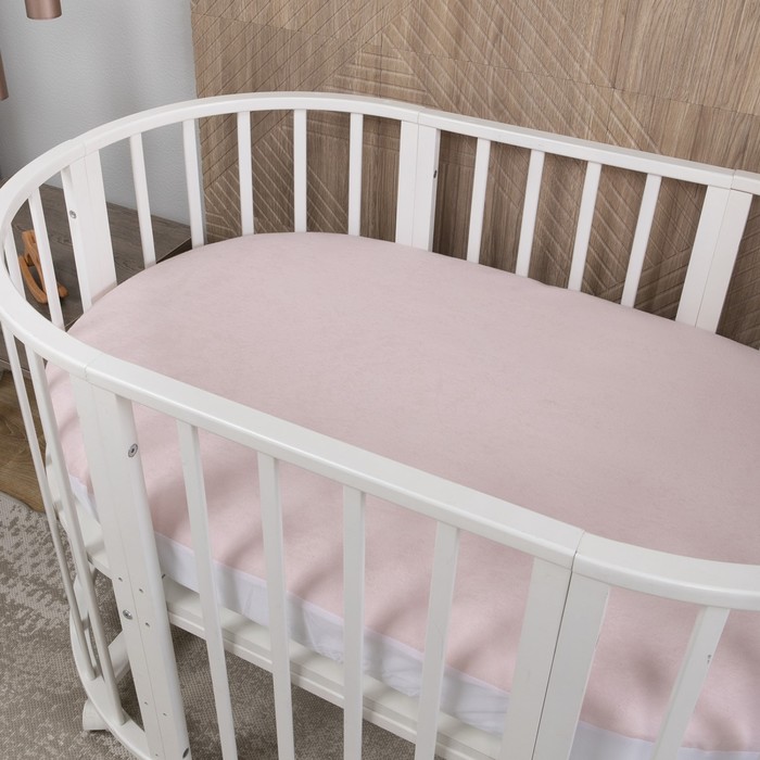 Наматрасник для овальной кроватки, размер 75х125 см, цвет розовый