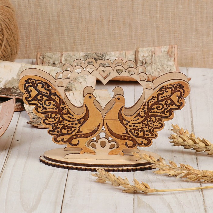 Салфетница «Голуби», резная, 6×14×8,5 см, береста