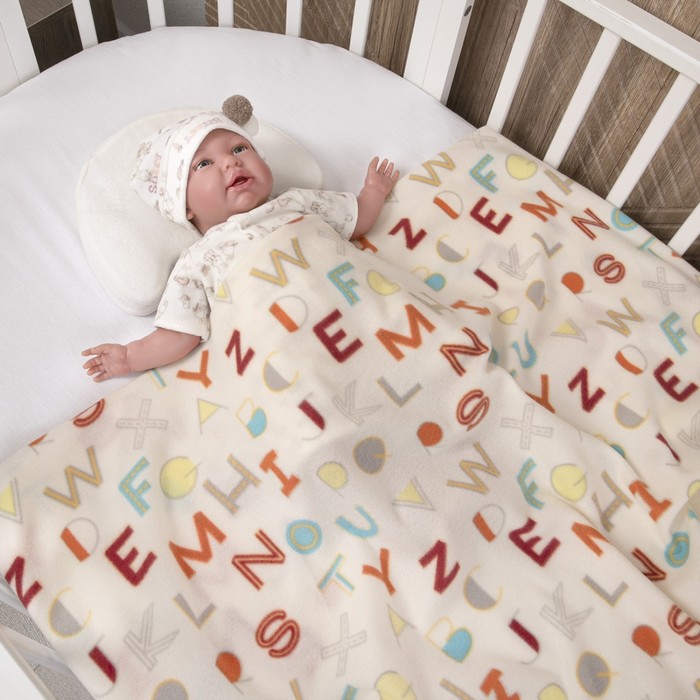 фото Плед флисовый «буквы», размер 100х140 см, цвет молочный baby nice