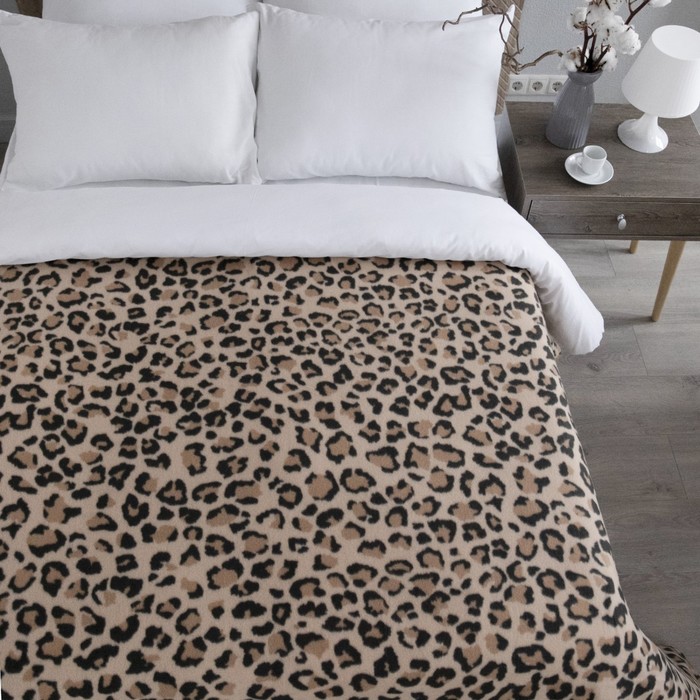 Плед флисовый «Леопард», размер 150х200 см, цвет песочный фото
