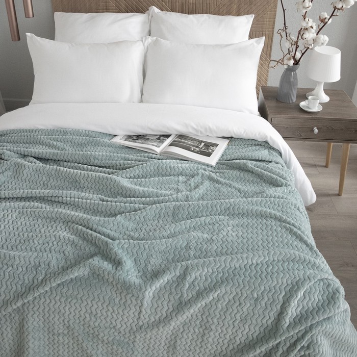 Плед-покрывало «Волна», размер 220х240 см, цвет мятный