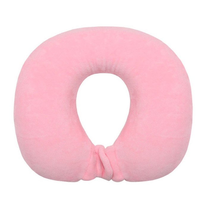 Подушка дорожная, размер 23х21х6 см, цвет розовый