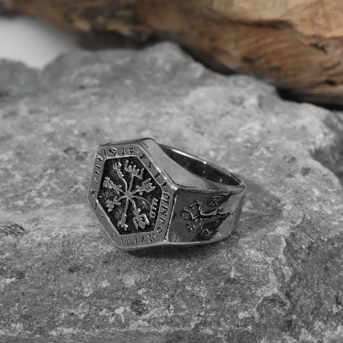 Кольцо «Асгард», цвет чернёное серебро, 20 размер