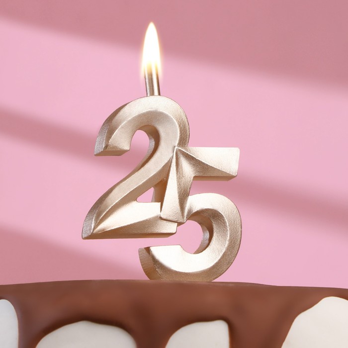 Свеча в торт Юбилейная, цифра 25, 10 см, шампань цена и фото