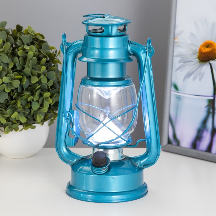 Керосиновая лампа декоративная лазурный 16х11,5х24 см